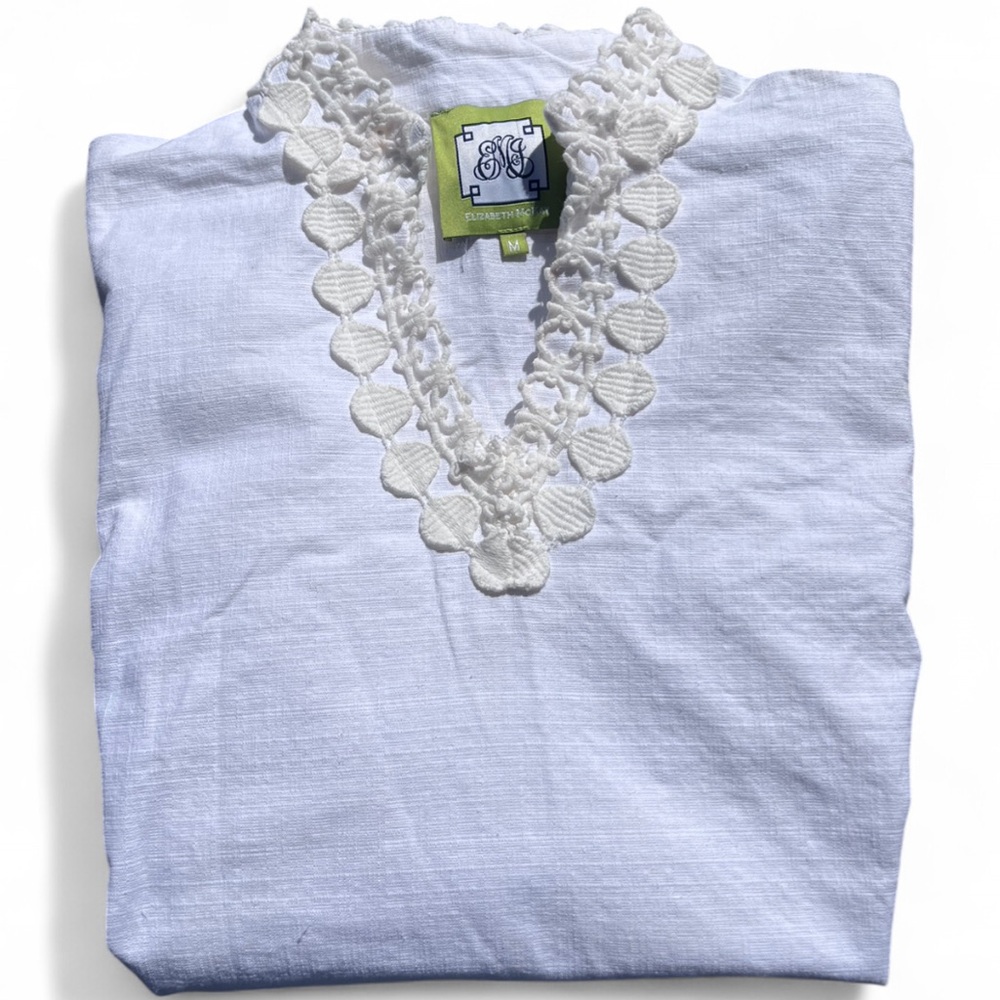 Elizabeth McKay White Embroidered Tunic Cotton Linen Size M
